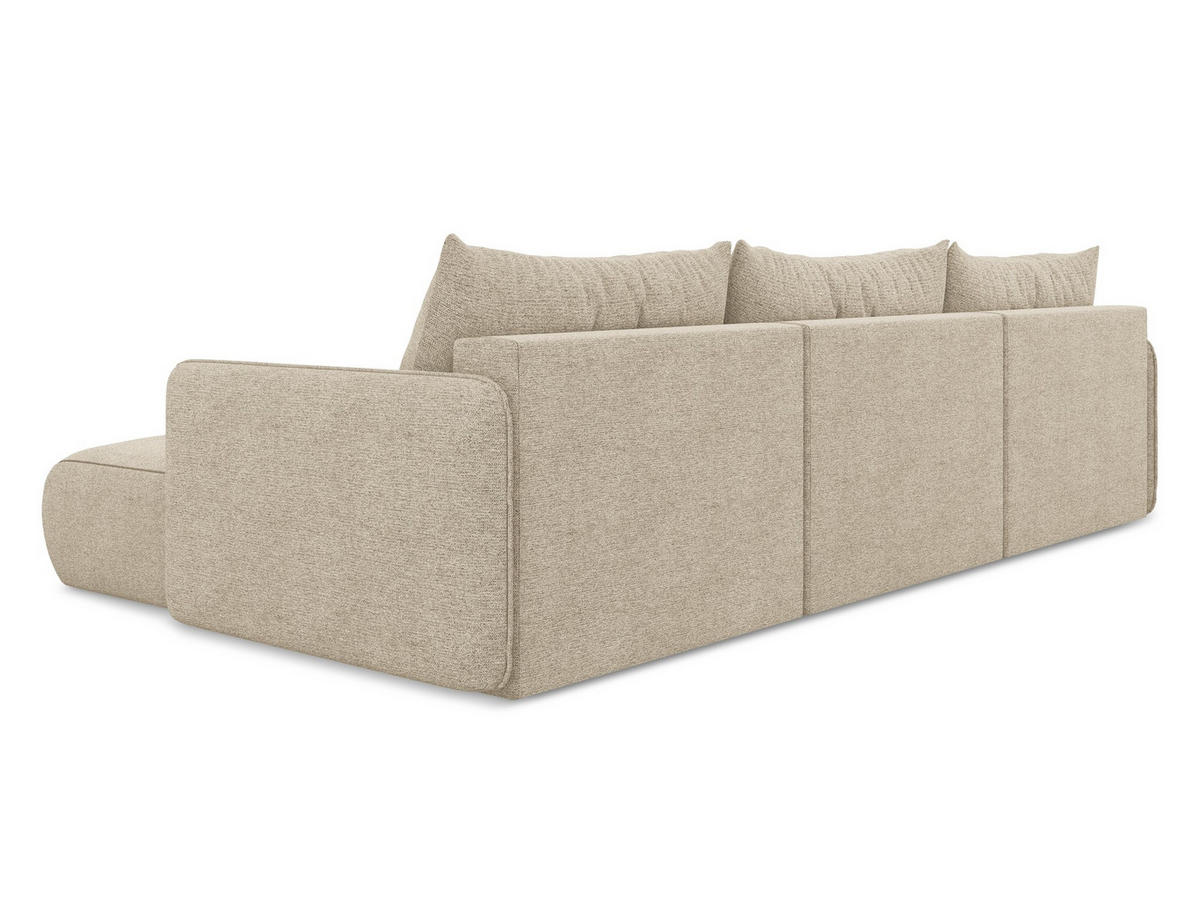 WOHNLANDSCHAFT Chenille Stoff Beige - Beige/Schwarz, Kunststoff/Textil (290/86/148cm) - Makamii