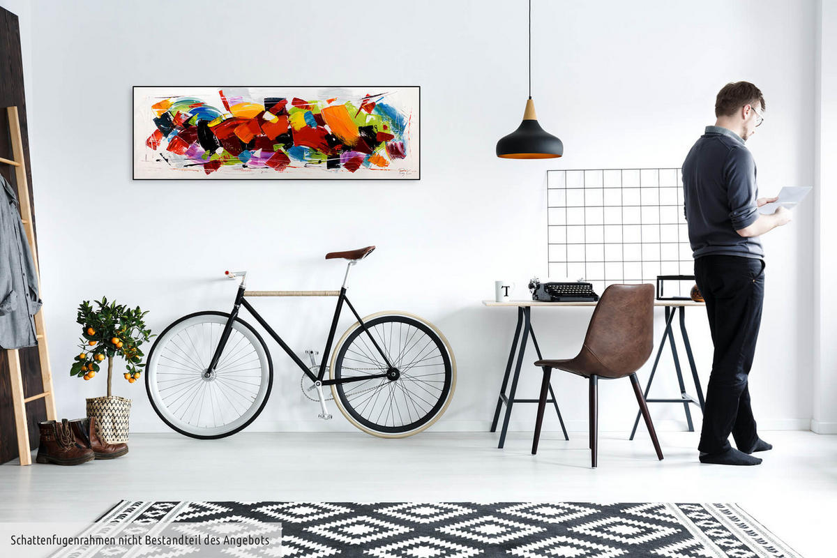 ÖLGEMÄLDE 150/50 cm - Blau/Gelb, Holz/Textil (150/50cm) - KUNSTLOFT