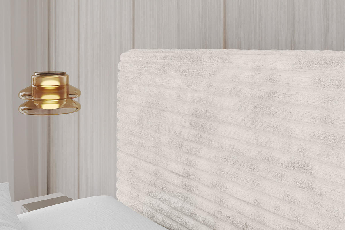 POLSTERBETT mit Bettkasten und Lattenrost, Boxbett ohne Matratze - ALOVA 120x200 Creme - Creme, Holzwerkstoff/Textil (120/200cm) - ALTDECOR