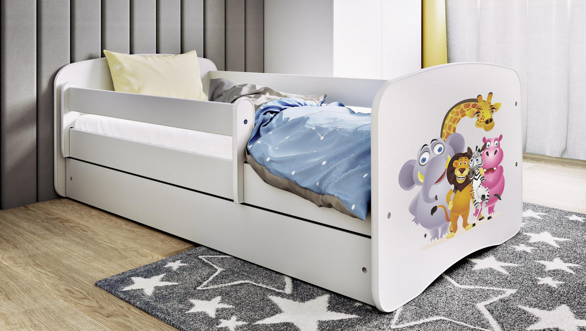 KINDERBETT Zoo mit Schublade 180/80 90/61/184 - Weiß, Holzwerkstoff (80/180cm) - RAUMHIRSCH FURNITURE
