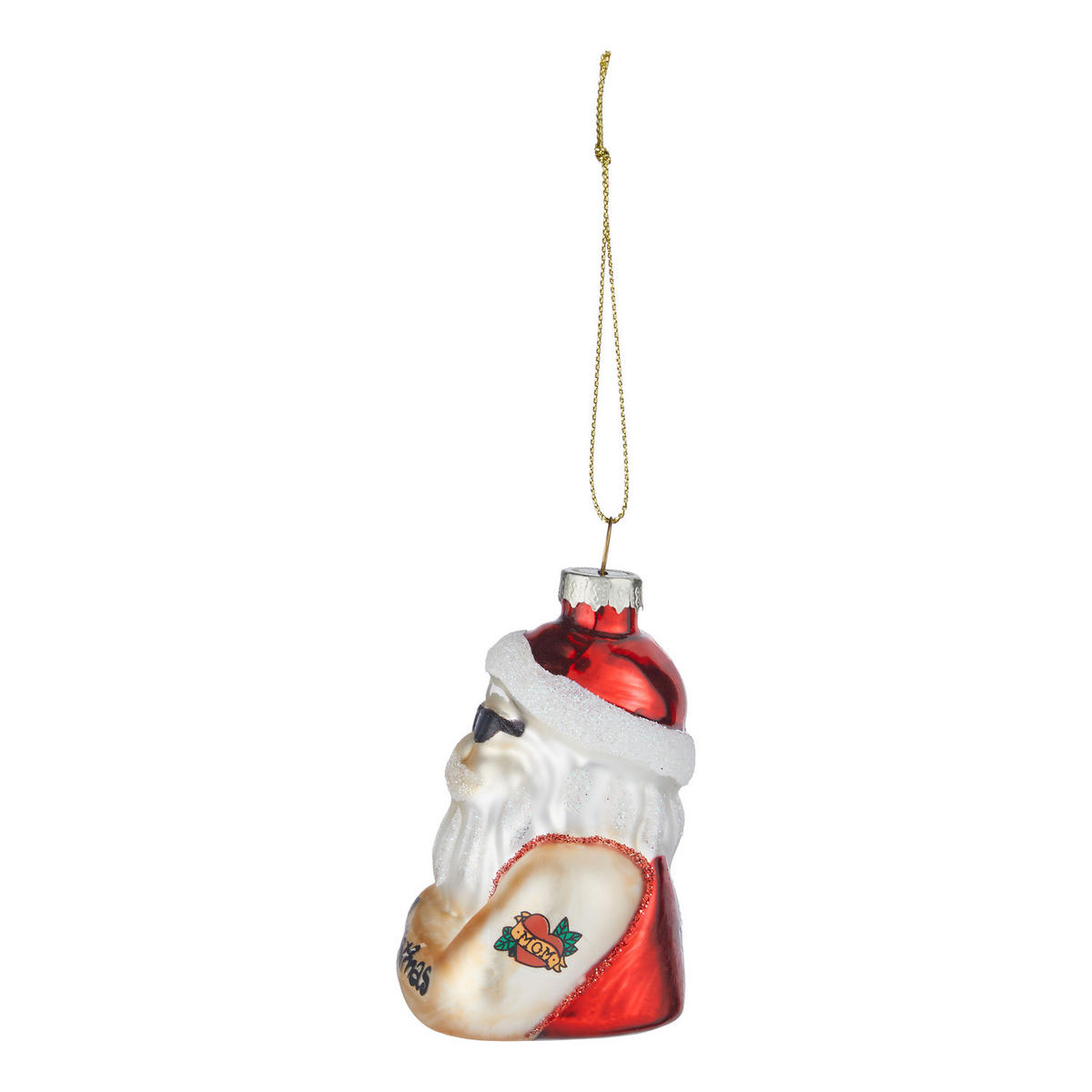 BAUMANHÄNGER HANG ON Santa mit Tattoos - Rot, Glas (5/8/6cm) - Butlers