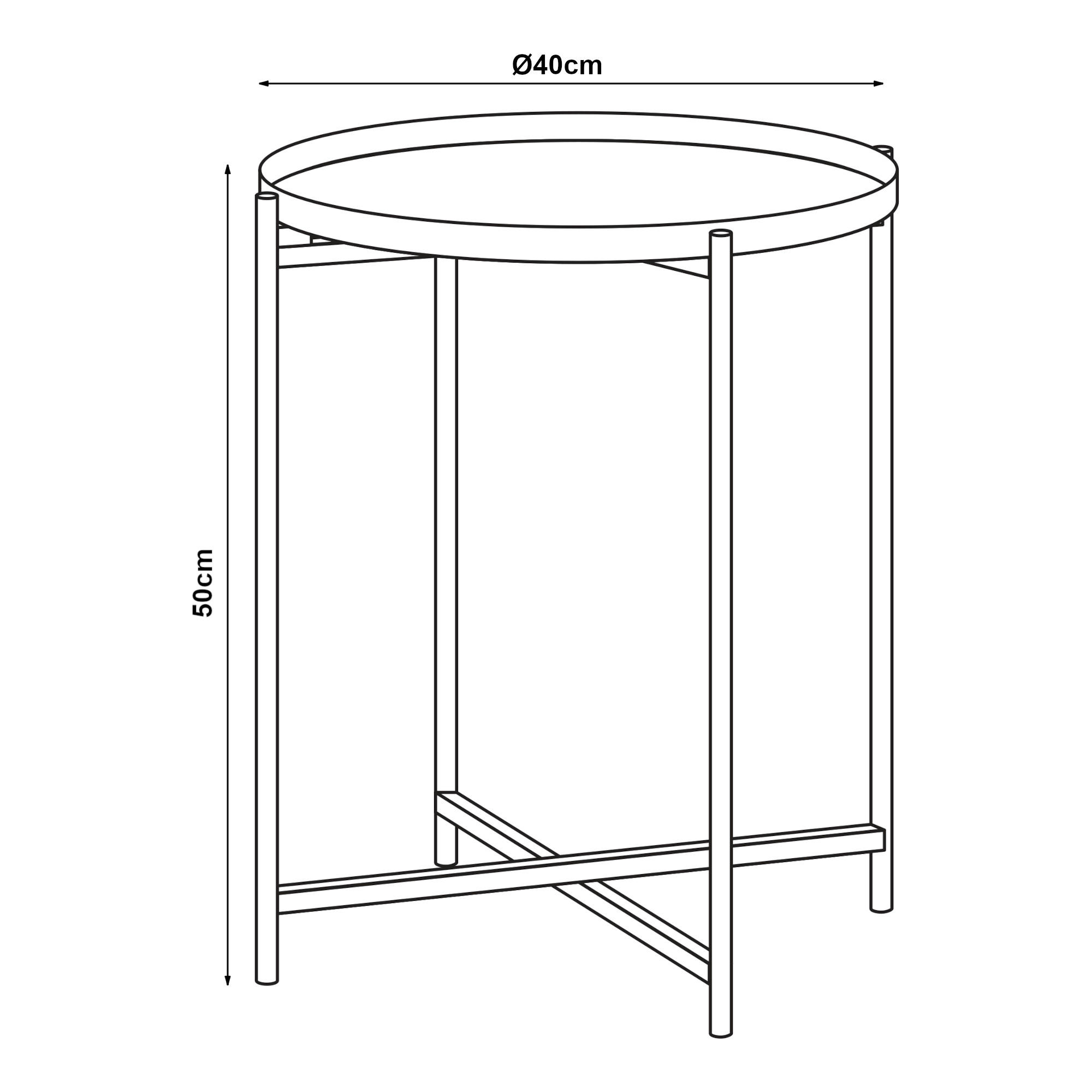 BEISTELLTISCH Sälen - Schwarz, Metall (40/40/50cm) - [en.casa]