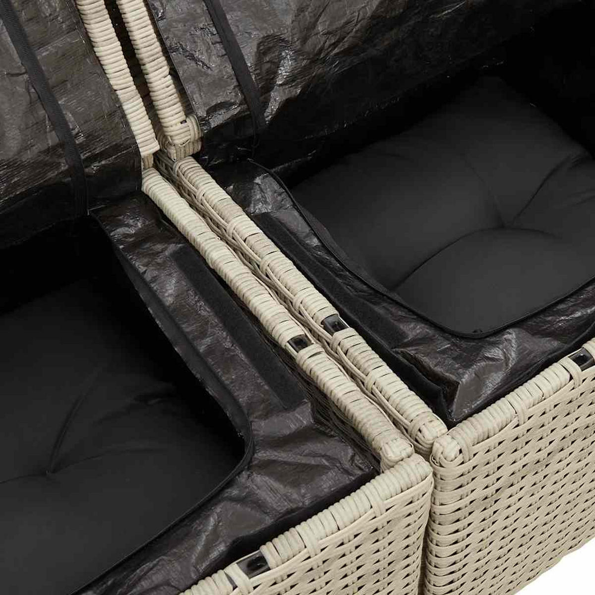 GARTENSOFA Mit Kissen 3-Sitzer Hellgrau Poly Rattan - Grau, Kunststoff (172/69/62cm) - vidaXL