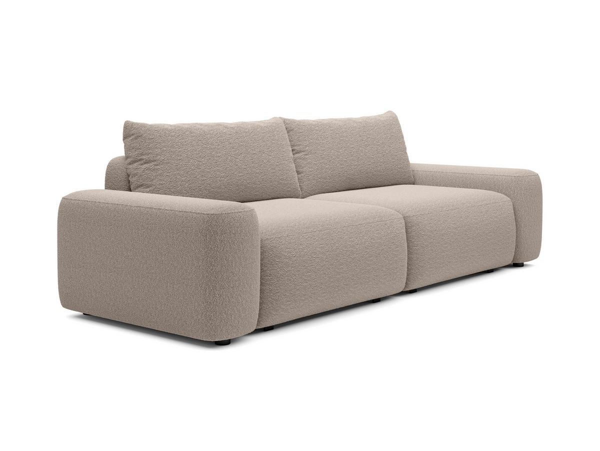 BETTSOFA RUOTA Beige Bucle-Stoff mit Schlaffunktion - Beige, Textil (105/87/257cm) - MASSENO