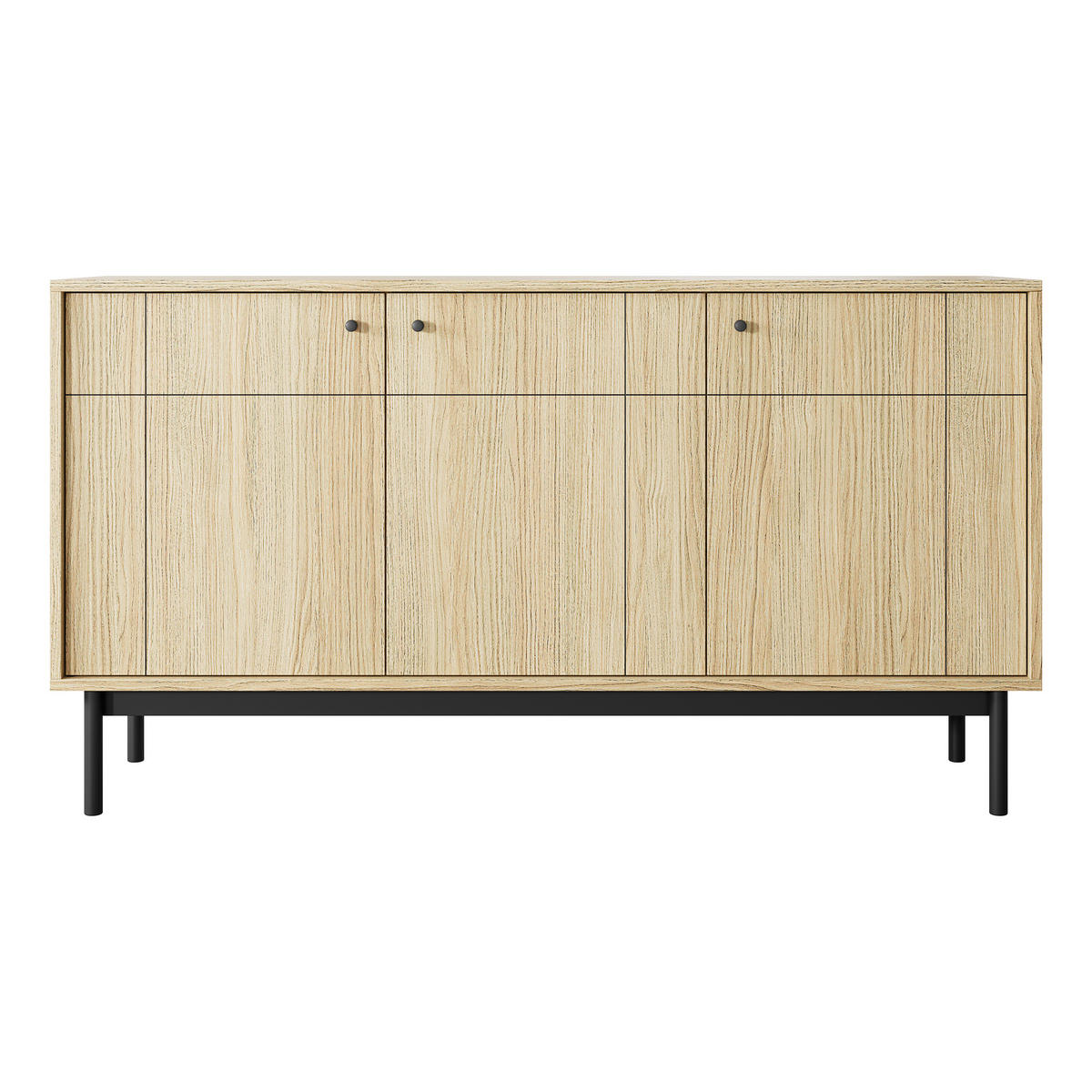 KOMMODE GIAPPONESE 154/84/39 cm mit 3 Türen Eichefarben - Eichefarben, Holzwerkstoff (154/84/39cm) - MASSENO