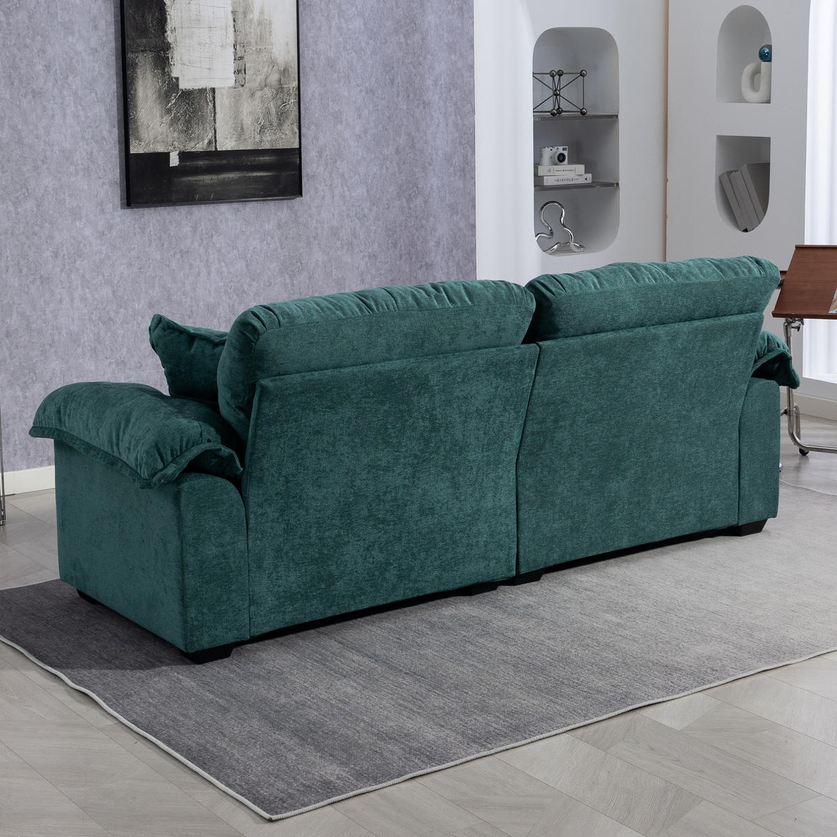 SOFA s tapeciranjem, 214/89/93 cm zelena, chenille, dvosjed s dubokim sjedištem - zelena, tekstil (90/87.6/215cm) - BEAOK