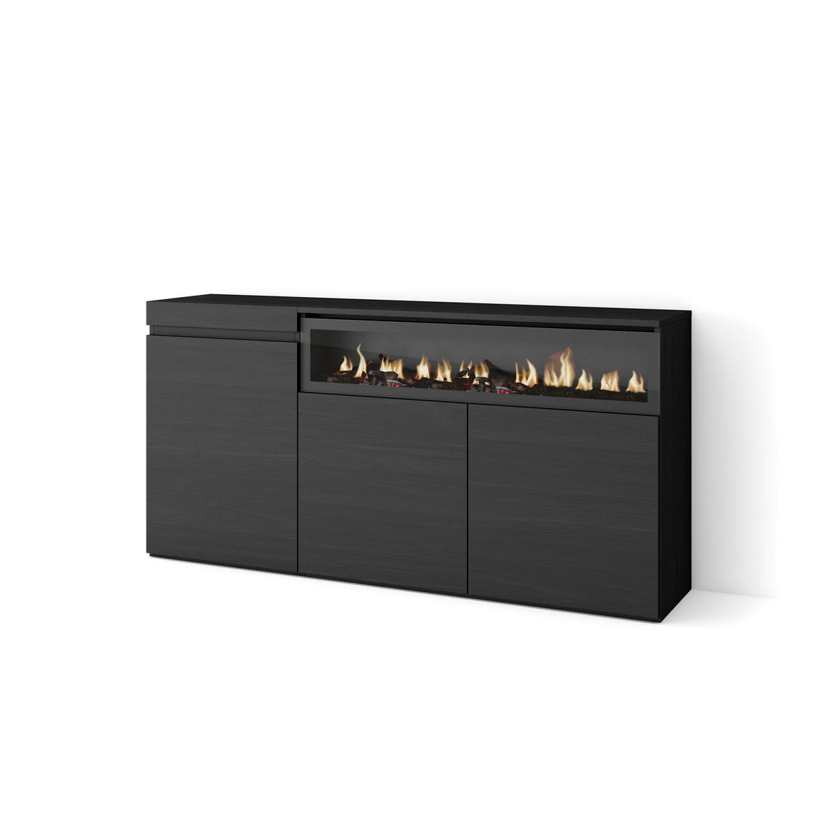 SIDEBOARD Elektrokamin, schwarz, 150/35/75cm - Schwarz, Holzwerkstoff (150/75/35cm) - Skraut Home