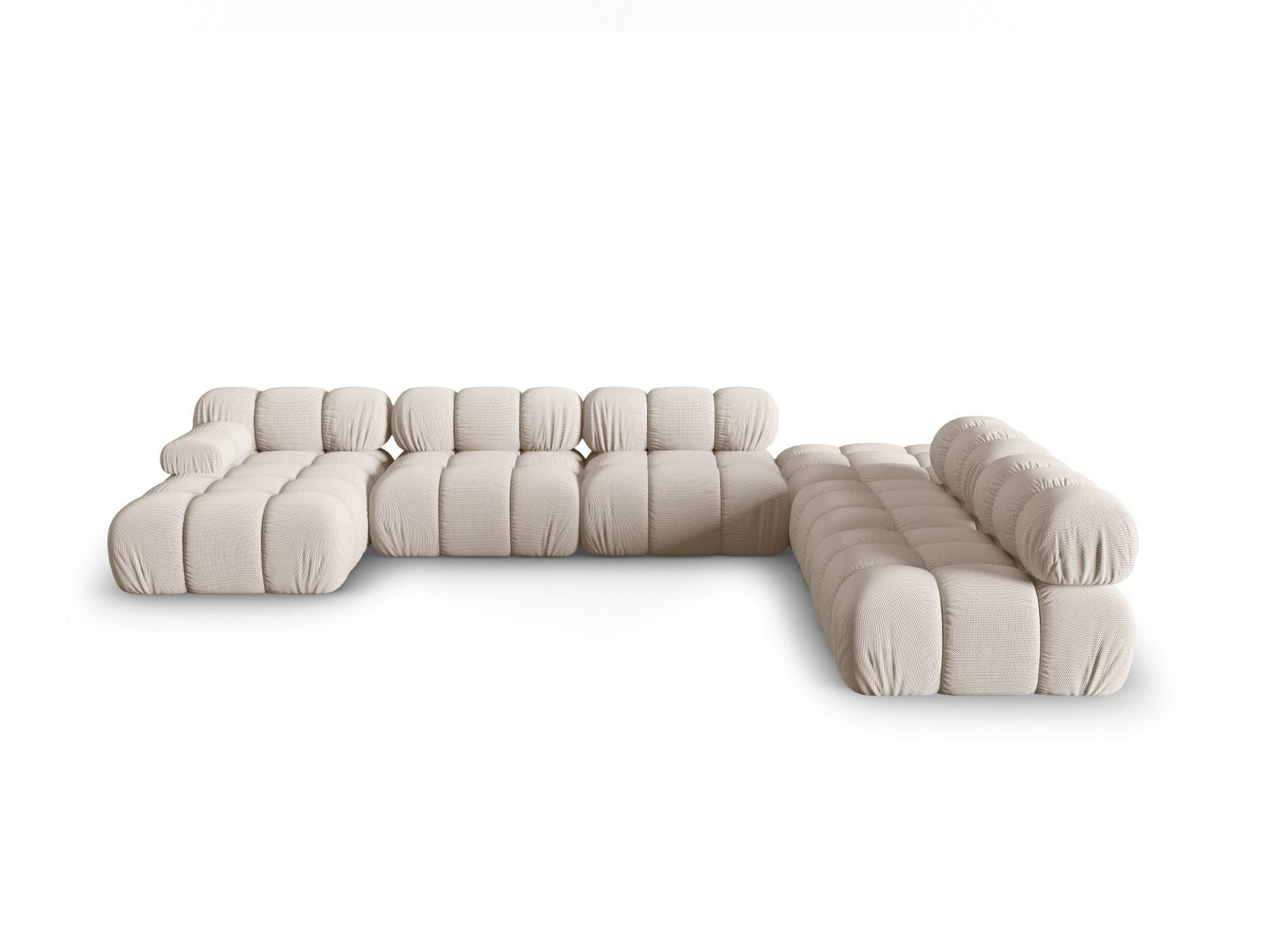 PANORAMASOFA modular rechts Bellis aus 3D-Stoff leichtes beige 7 Sitzplätze - Creme, Textil (282/70/376cm) - Micadoni