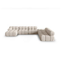 PANORAMASOFA modular rechts Bellis aus 3D-Stoff leichtes beige 7 Sitzplätze - Creme, Textil (282/70/376cm) - Micadoni