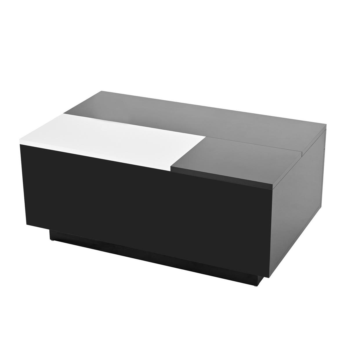 COUCHTISCH mit LED und Stauraum 80 x 50 cm MDF Schwarz/Weiß - Weiß, Wellpappe (80/50/35.5cm) - Meubliv