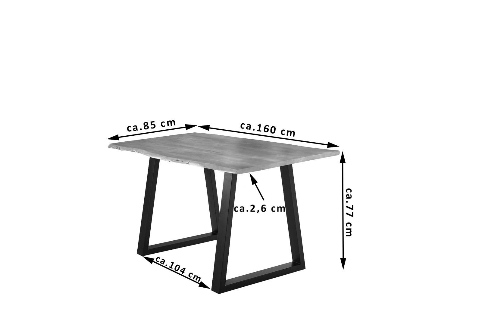 ESSTISCH LUBIN - Schwarz/Braun, Holz/Metall (85/160/77cm) - SAM