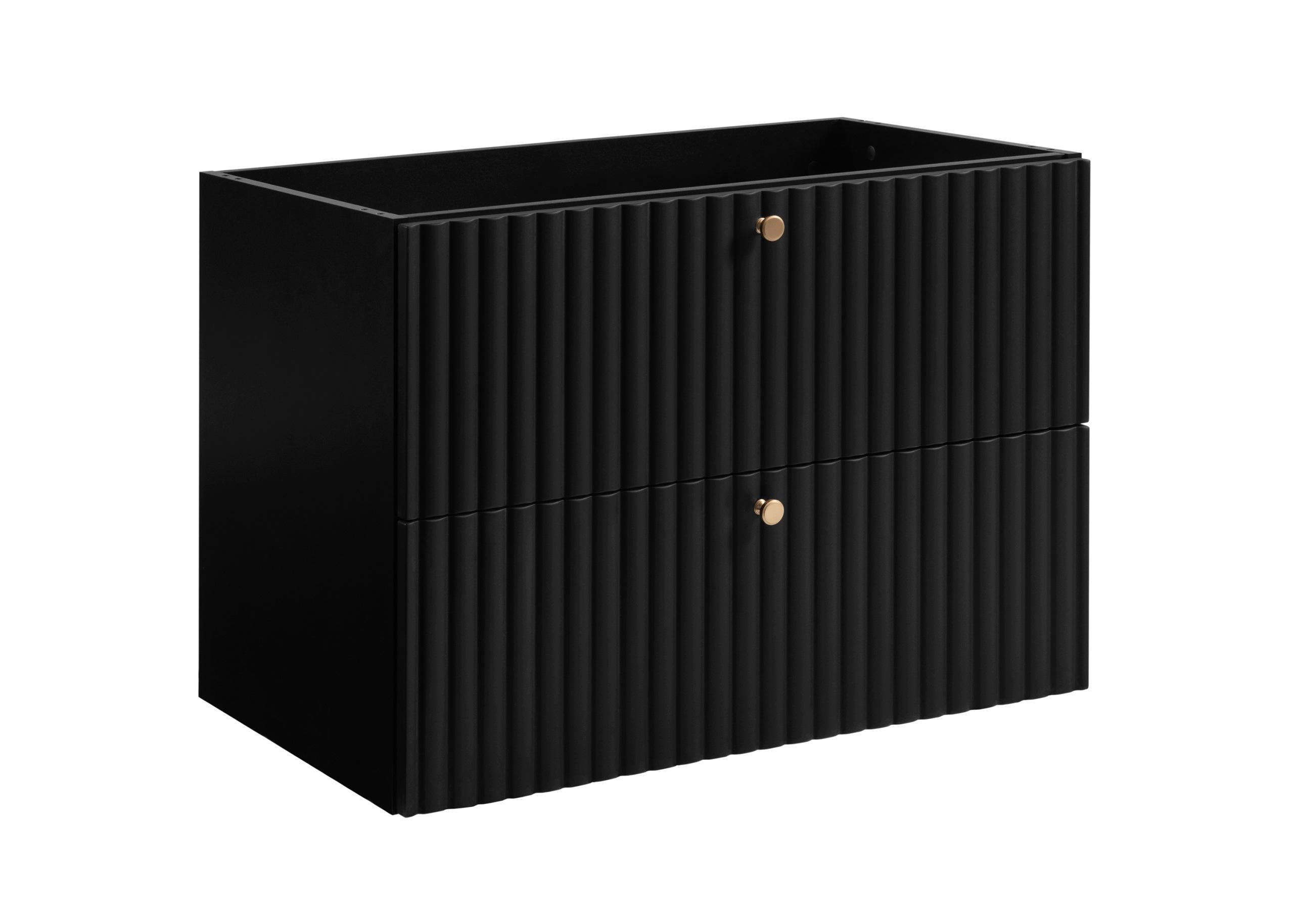 WASCHBECKENUNTERSCHRANK BELLO geriffelt Schwarz matt 80/57/46 cm - Schwarz, Holzwerkstoff/Metall (80.2/57/46cm) - Rodan