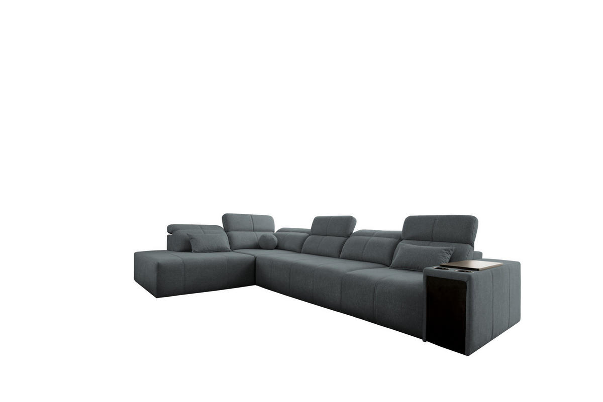 ECKSOFA L-Form Mindy XI Mit Schlaffunktion Und Verstellbarer Rückenlehne Stoff Verita Dunkelgrau Links - Dunkelgrau, Holz/Textil (230/350cm) - Kaiser Möbel