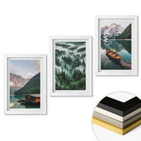 WANDBILDER 3er-Set - 20x30 cm Weißer Rahmen - Bergsee, Boot, Waldnebel - Weiß, Kunststoff (20/30cm) - ArtPrintCave