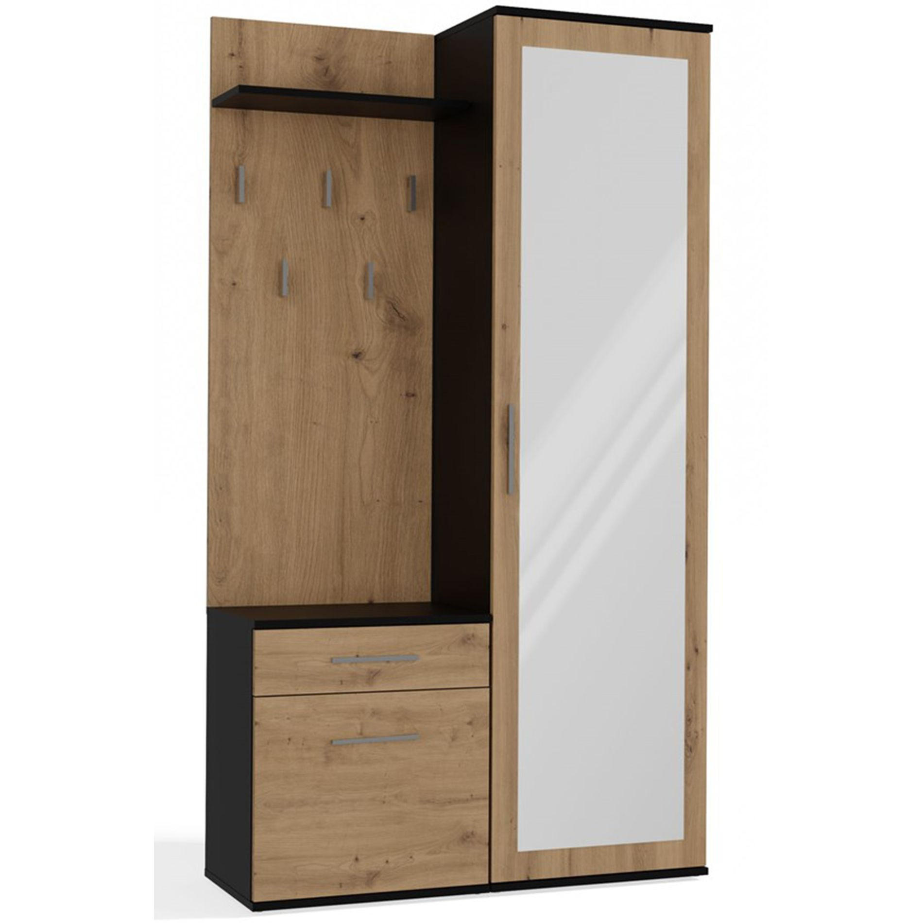 FLURMÖBEL-SET Duvio Eiche Artisan / Anthrazit - Eichefarben/Anthrazit, Holzwerkstoff/Kunststoff (100/35/180cm) - Selsey