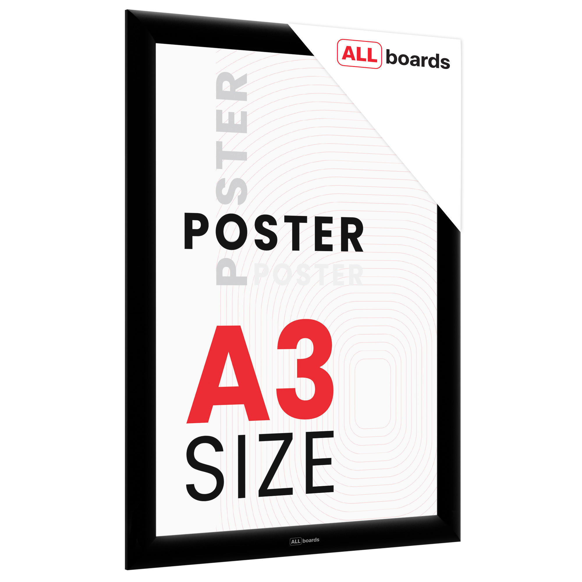 PLAKATRAHMEN, Klapprahmen A3-Format, Schwarz - Schwarz, Metall (29.7/42/2.5cm) - ALLboards