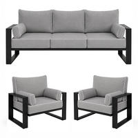 GARTENSET Verdino 3+1+1 mit Metallrahmen anthrazit - Anthrazit, Metall - Beautysofa