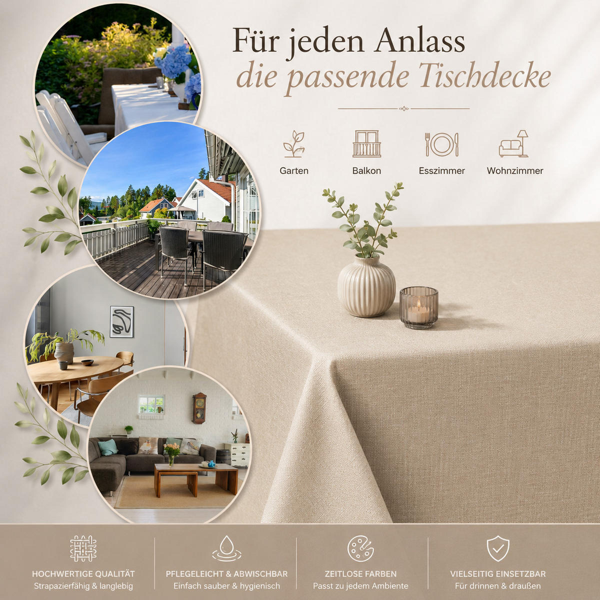 TISCHDECKE Leinenoptik 90/90 cm eckig bordeaux - Bordeaux, Kunststoff (90/90cm) - TiborTex