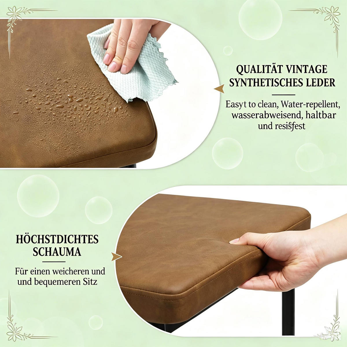 STUHL-SET DE-36120 4 Stück mit Kunstlederbezug Braun - Braun, Metall (42.5/94.5/40cm) - ComfortXL
