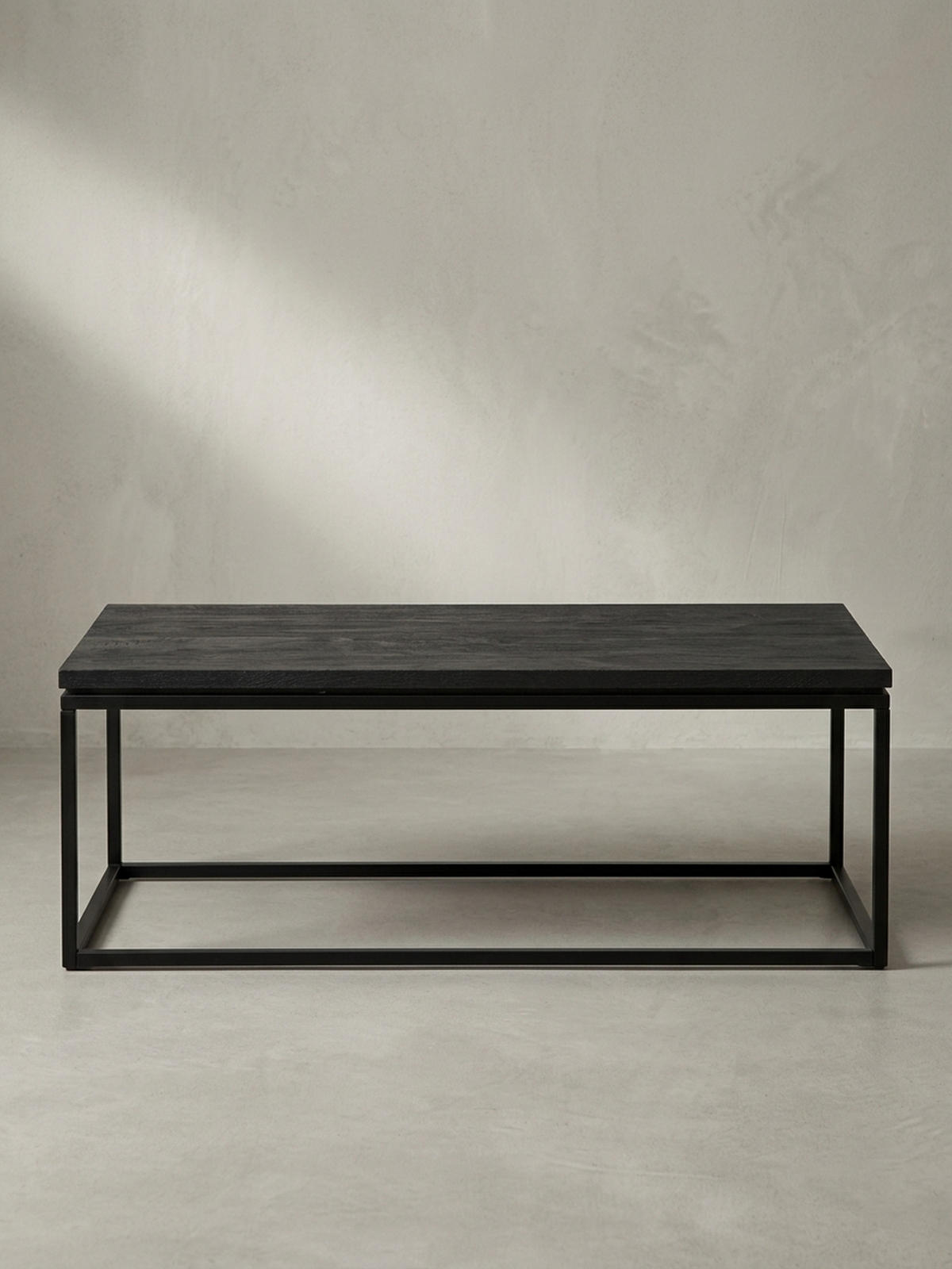 COUCHTISCH aus Mango Massivholz und Metall, Quadratisch, Natürliche Holzmaserung, Schwarz 120 x 60 x 40 cm - Schwarz, Holz/Metall (60/120/40cm) - KADIMA DESIGN