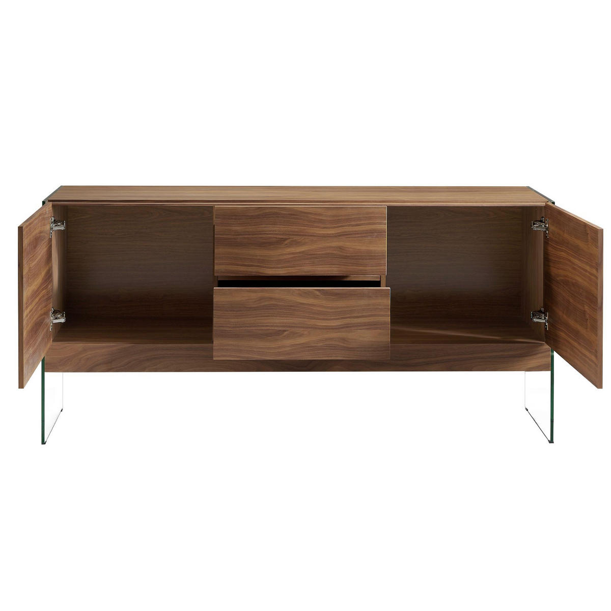 SIDEBOARD Sideboard Nussbaum und gehärtetes Glas 180/45/85 cm - Transparent/Walnussfarben, Glas/Holz (180/85/45cm) - ANGEL CERDA