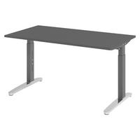 SCHREIBTISCH Serie-XB 80/140/74 cm in Graphitfarben/Graphitfarben/Alu poliert - Silberfarben/Graphitfarben, Holzwerkstoff (80/140/74cm) - bümö