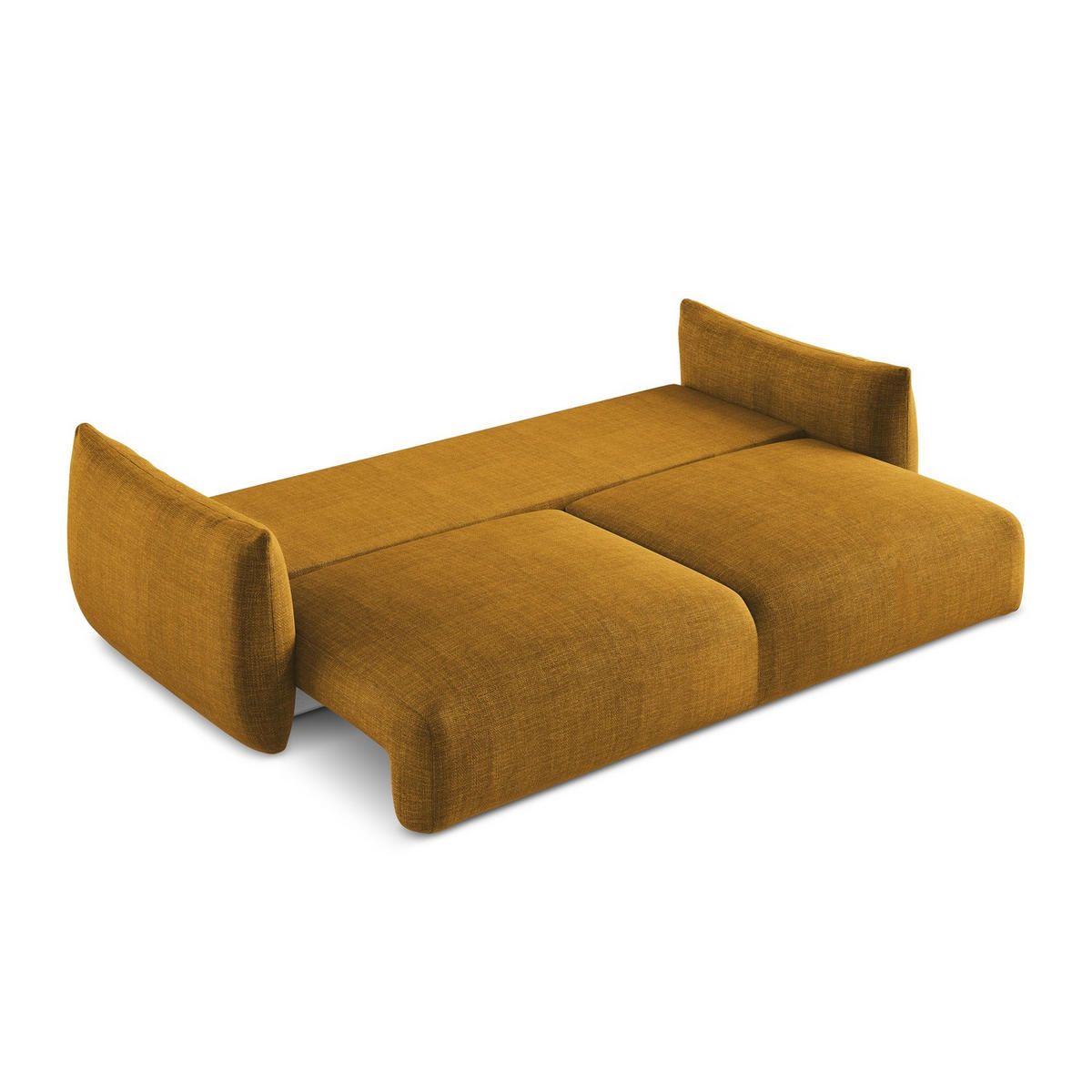 3-SITZER SOFA mit Schlaffunktion Strukturstoff Gelb - Currygelb/Schwarz, Holzwerkstoff/Kunststoff (230/90/105cm) - LaMiaSofa