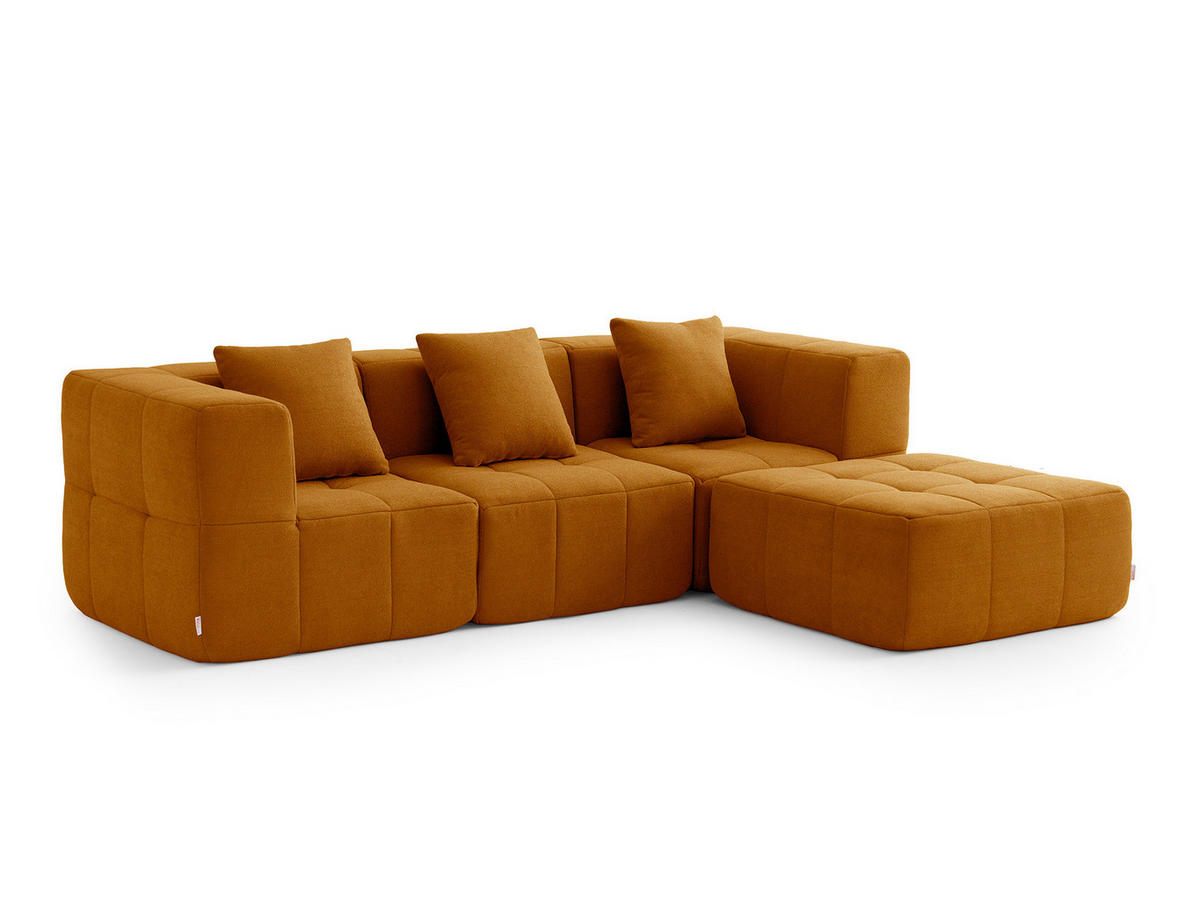 ECKSOFA Bouclé-Stoff Zimtbraun - Hellbraun, Textil (260/190cm) - MILYsofa