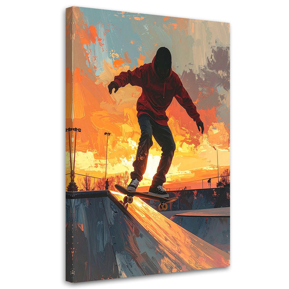 WANDBILD, Skater Skatepark - Orange, Textil (40/60cm) - Feeby