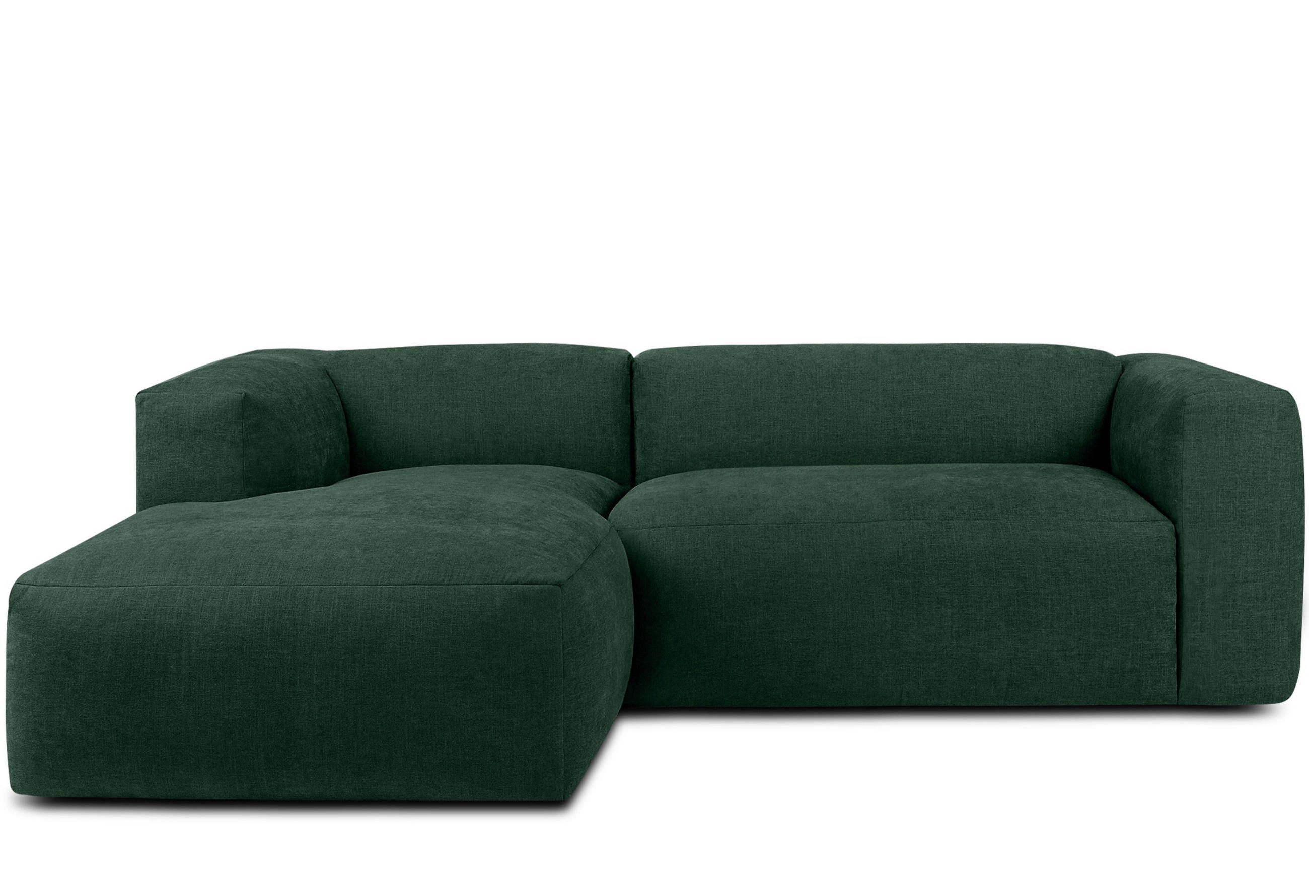 ECKMODULSOFA-LINKS BUFFO 3/4 Sitzer mit extrem weicher Sitzfläche, Gewebestoff, maritim - Grün, Textil (237/180cm) - KONSIMO®