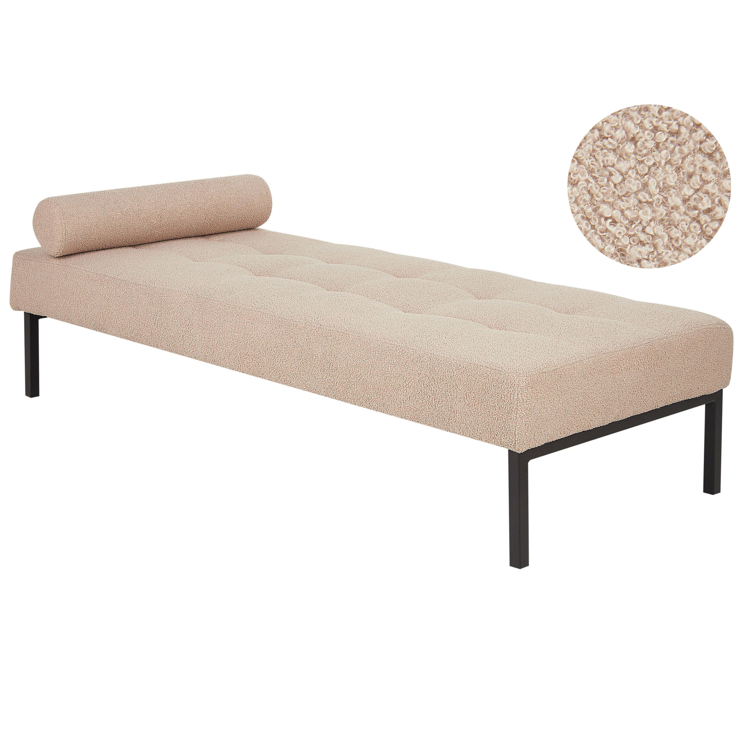 CHAISELONGUE Bouclé Beige Chinon - Beige/Schwarz, Textil (178/41/73cm) - Beliani