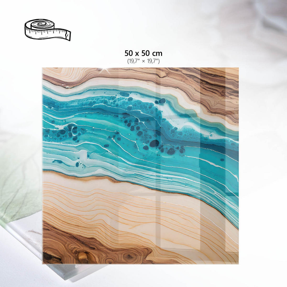 TISCHPLATTE 50x50 cm – Geodenkunst - Beige, Glas (50/50/0.4cm) - Wallfluent