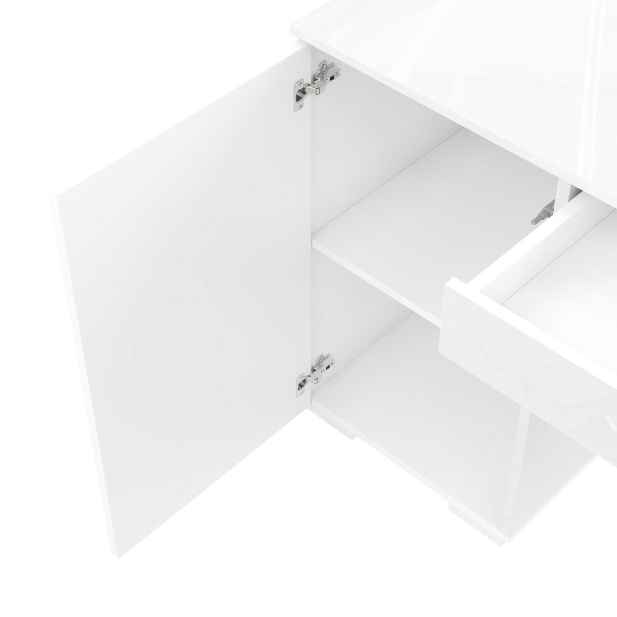 SCHREIBTISCH Weiß Hochglanz 140/50/78 cm mit LED-Beleuchtung und Schublade - Weiß, Holzwerkstoff (50/140/78cm) - PANGIVO