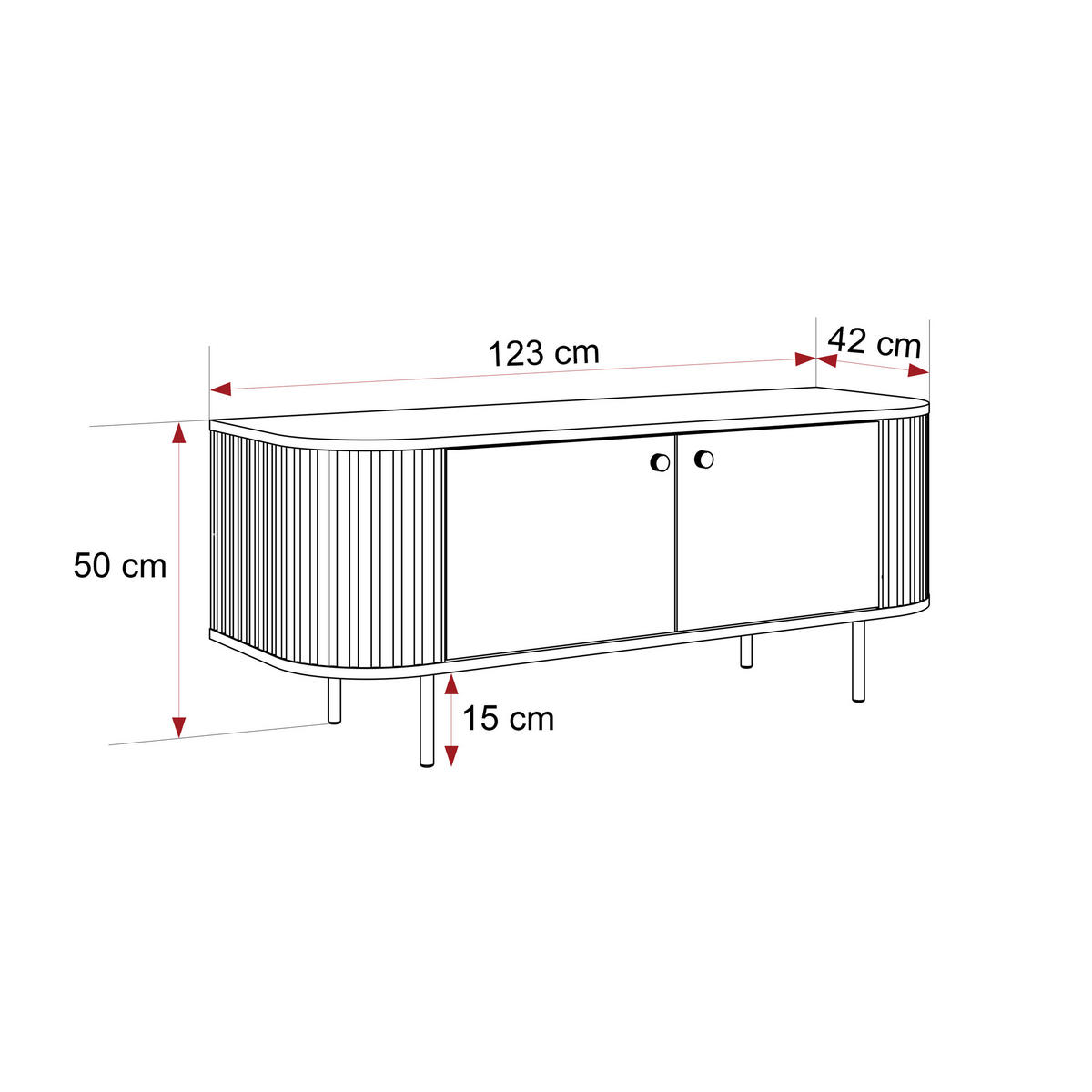 TV-LOWBOARD OVALINE stehend, 123 cm Cremona-Eiche - Eichefarben, Holzwerkstoff/Metall (123/50/42cm) - Idohome