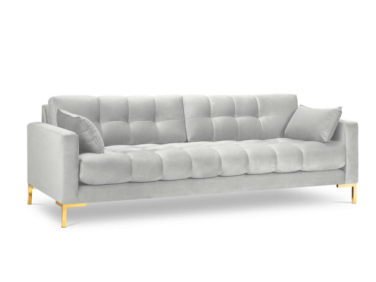 SOFA Mamaia aus Samt silber 4 Sitzplätze - Silberfarben, Textil (92/75/217cm) - Micadoni