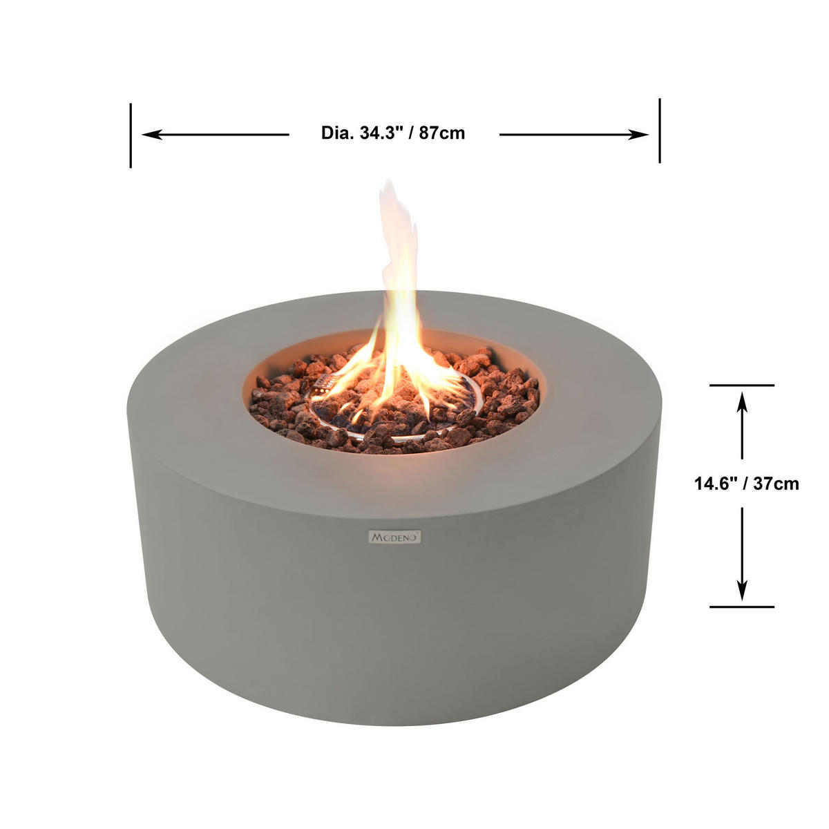 FEUERTISCH Tramore Gasfeuerstelle aus GF-Beton 87/87/36 cm - Hellgrau, Naturmaterialien (87/37/87cm) - Elementi