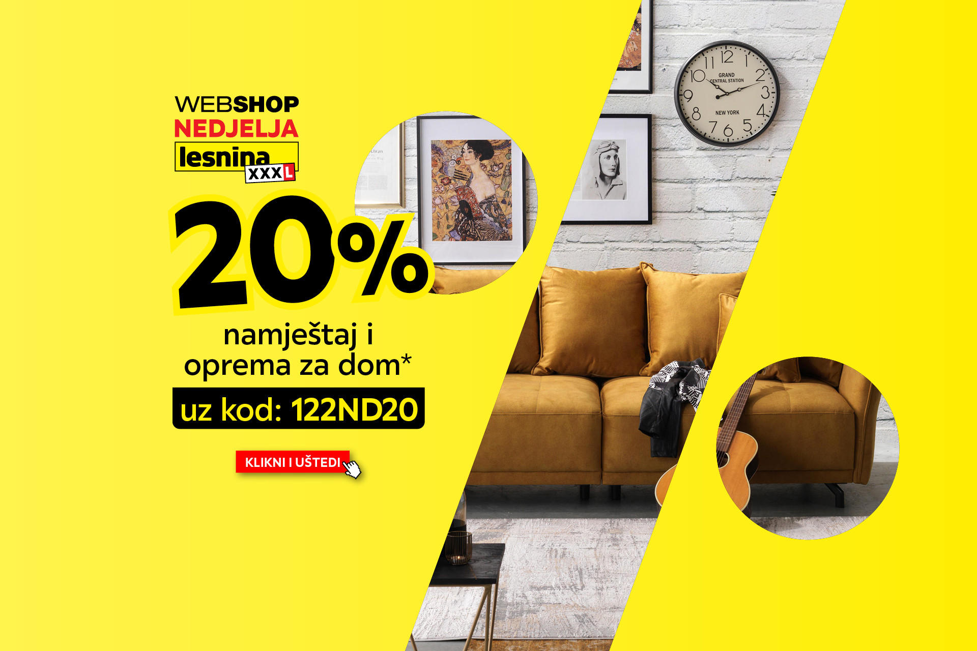Webshop nedjelja Lesnina XXXL 20% namještaj i oprema za dom* uz kod: 122ND20 Klikni i uštedi