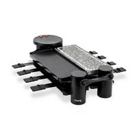 RACLETTE-GERÄT RP360, Schwarz, für 8 Personen, Grill und Naturstein - Schwarz, Stein (24.3/12.3/55cm) - HKoenig