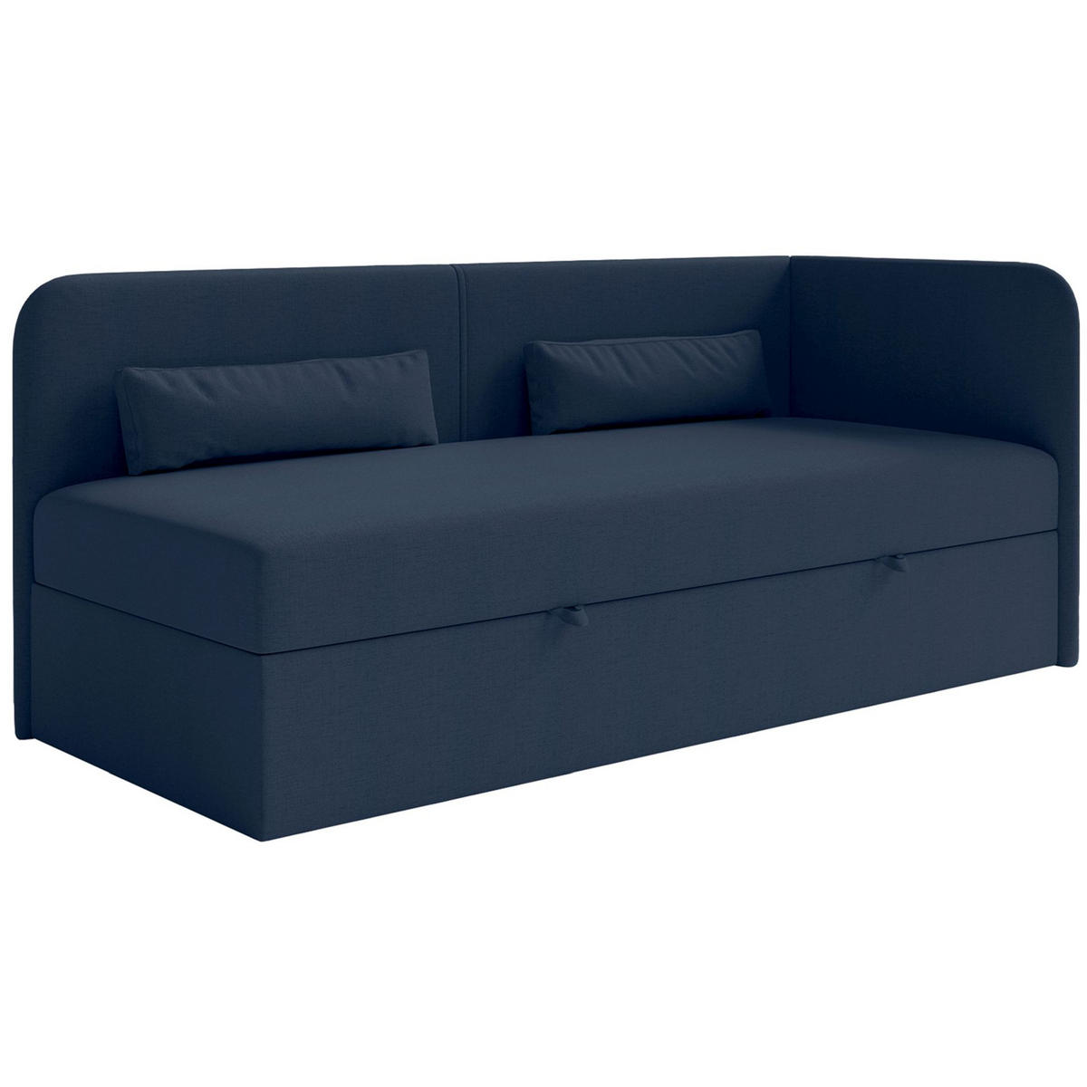 JUGENDBETT Calmmo Dunkelblau mit Chenille-Bezug, Kopfteil rechts - Dunkelblau, Textil (90/200cm) - Selsey