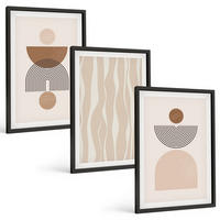 BILDER SET 3er Set - 40x60 cm Schwarzer Rahmen - Abstrakte Formen braun beige - Schwarz, Kunststoff (40/60cm) - TULUP