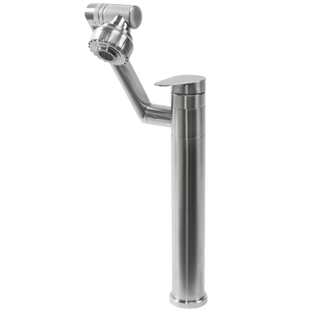 WASCHBECKENARMATUR Rea Paco Nickel Brush Inox High - Nickelfarben, Metall (9.5/31/21cm) - REA