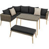 RATTANLOUNGE Pula,mit Sicherheitsglasplatte,natur - Naturfarben, Kunststoff/Metall - tectake