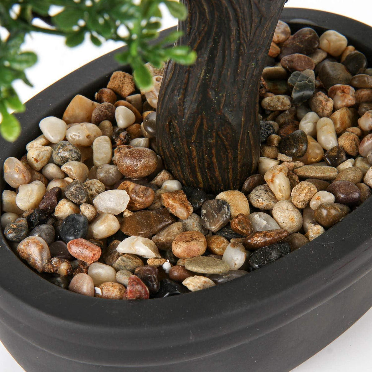 KUNSTBONSAI Podocarpus mit Keramik-Übertopf Schwarz 35.8 cm - Grün, Kunststoff (36cm)