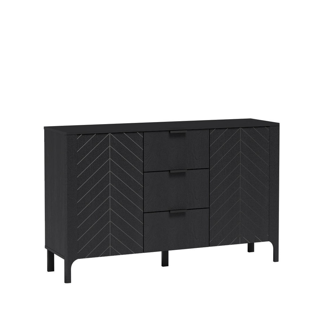 KOMMODE ALICANTE 153/95/40,5cm mit 3 Schubladen 2 Türen Schwarz - Schwarz, Holzwerkstoff (153/95/40.5cm) - MASSENO