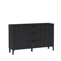 KOMMODE ALICANTE 153/95/40,5cm mit 3 Schubladen 2 Türen Schwarz - Schwarz, Holzwerkstoff (153/95/40.5cm) - MASSENO