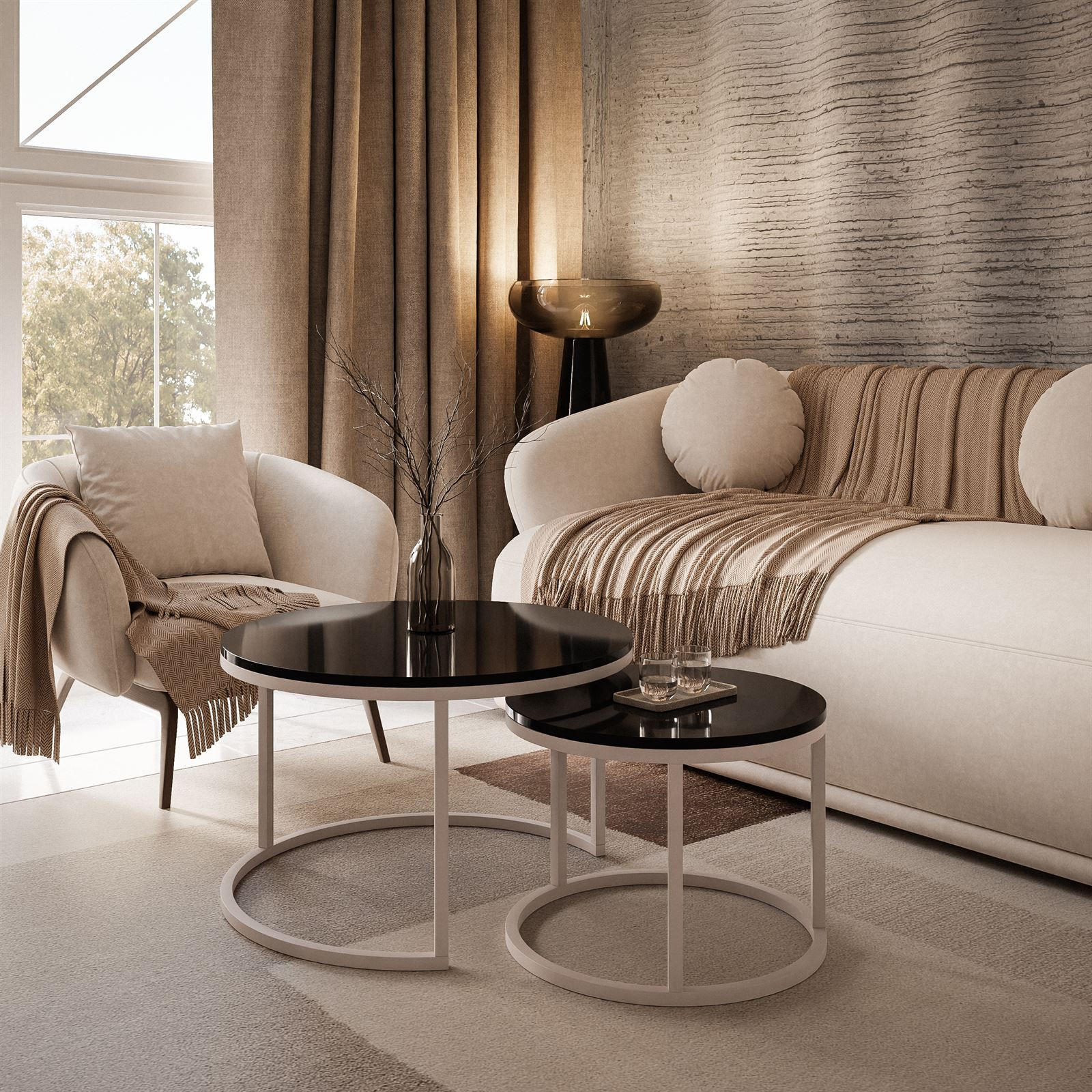 COUCHTISCH CIRI 2-in-1 KASCHMIR - Beige, Holzwerkstoff (70/70/48cm) - Lookway