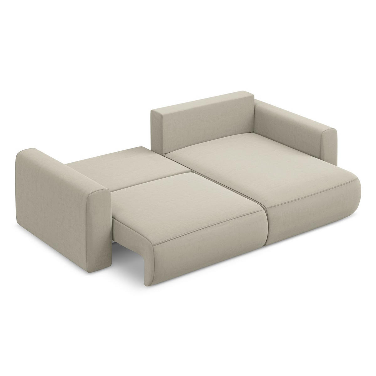 ECKSOFA mit Schlaffunktion Samt Stoff Creme - Perlmutt/Creme, Kunststoff/Textil (240/149cm) - LaMiaSofa