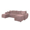 WOHNLANDSCHAFT MADISON U Rosa Plüsch-Stoff mit Schlaffunktion - Rosa, Holz (311/82/145cm) - MASSENO
