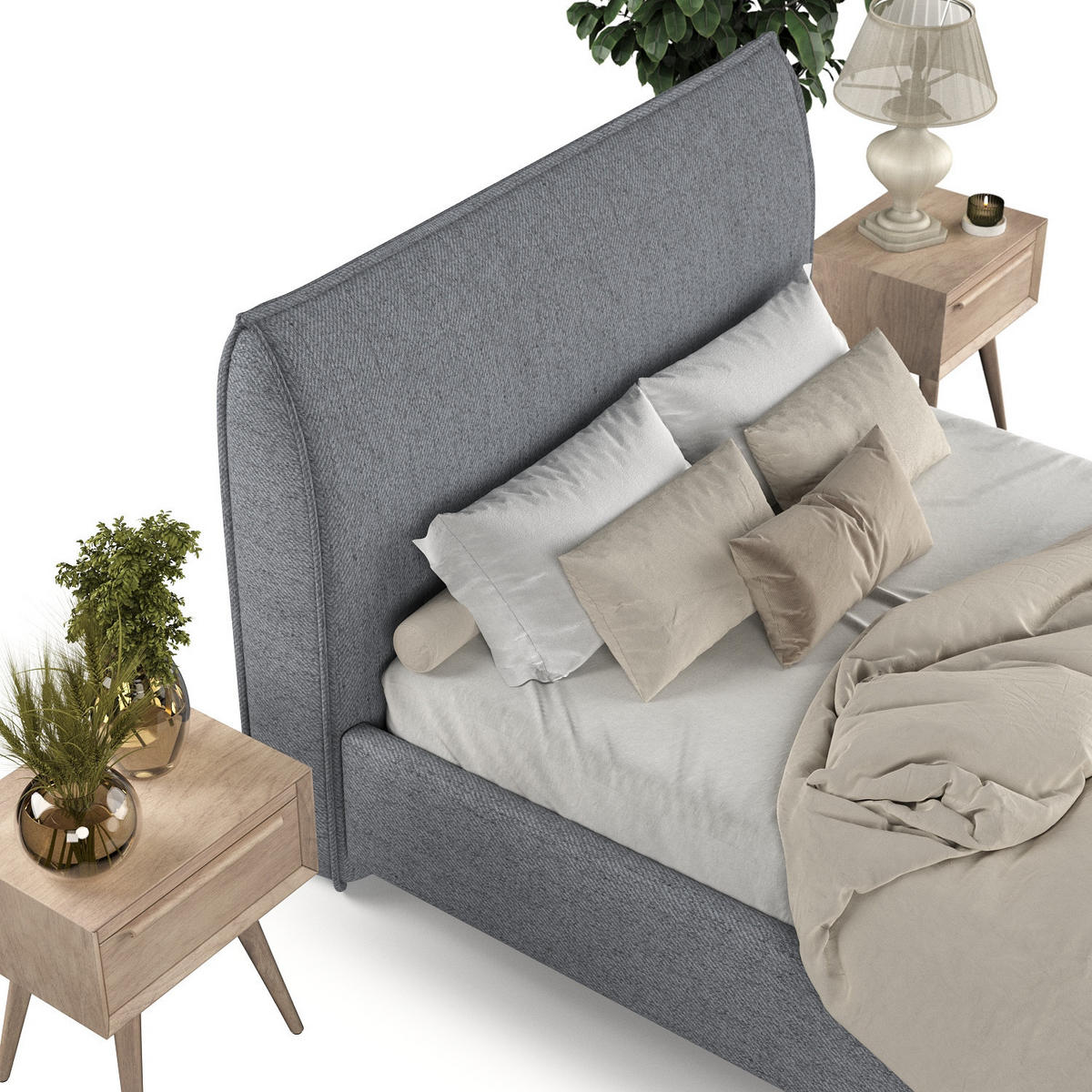 POLSTERBETT Mira 140/200 cm Grau im Neve Stoff - Naturfarben/Grau, Holz/Holzwerkstoff (140/200cm) - AltaBeds