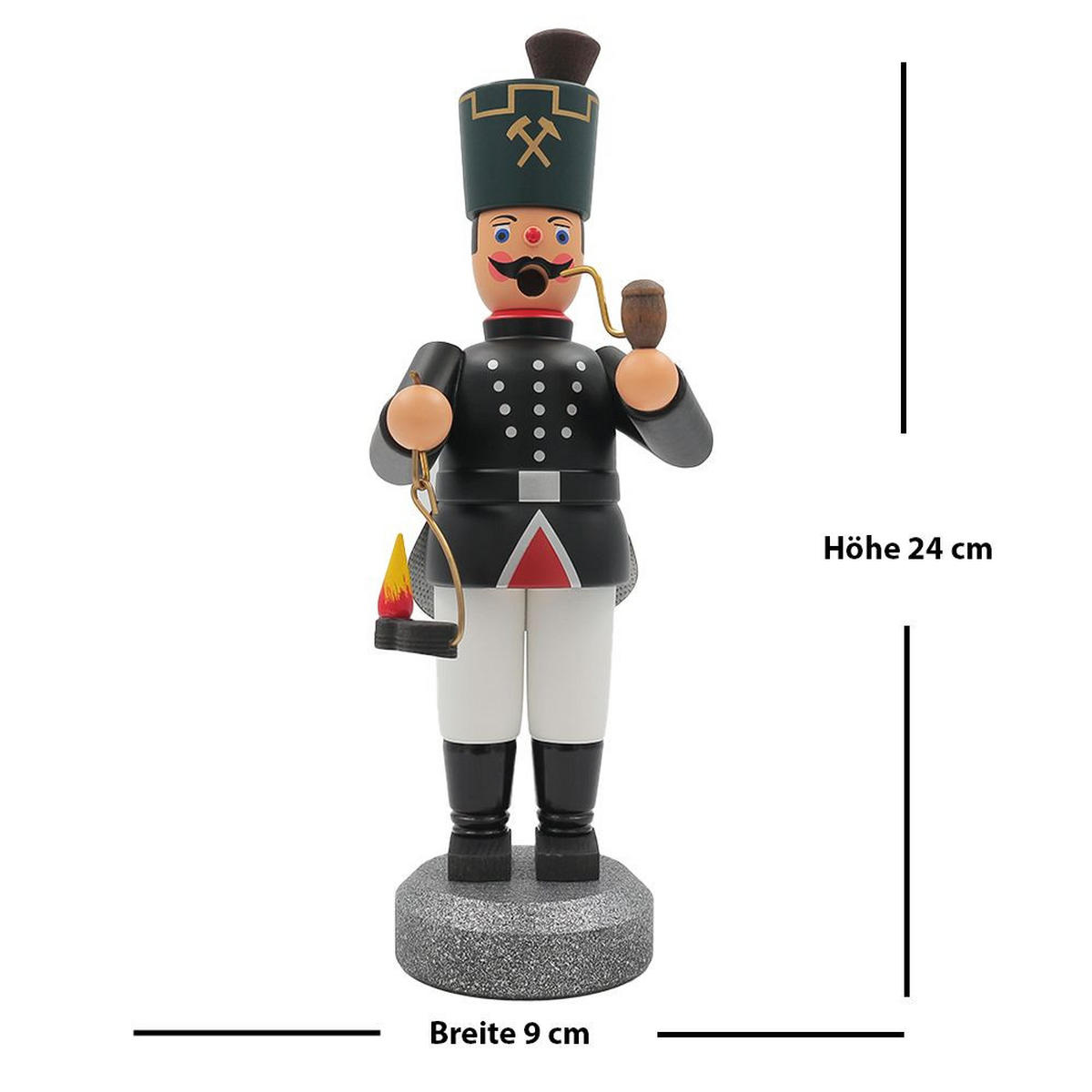 RÄUCHERMANN Bergmann mit Grubenlampe 22 cm - Schwarz, Holz (10/22/10cm)